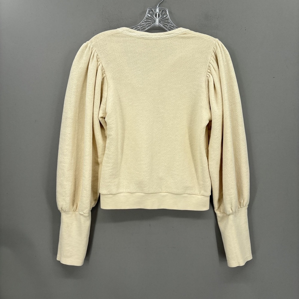 Ulla Johnson Sweater XS P‎ Cotton V Neck Tie Ruffle Puff Sleeve Alba Pullover - Picture 15 of 16